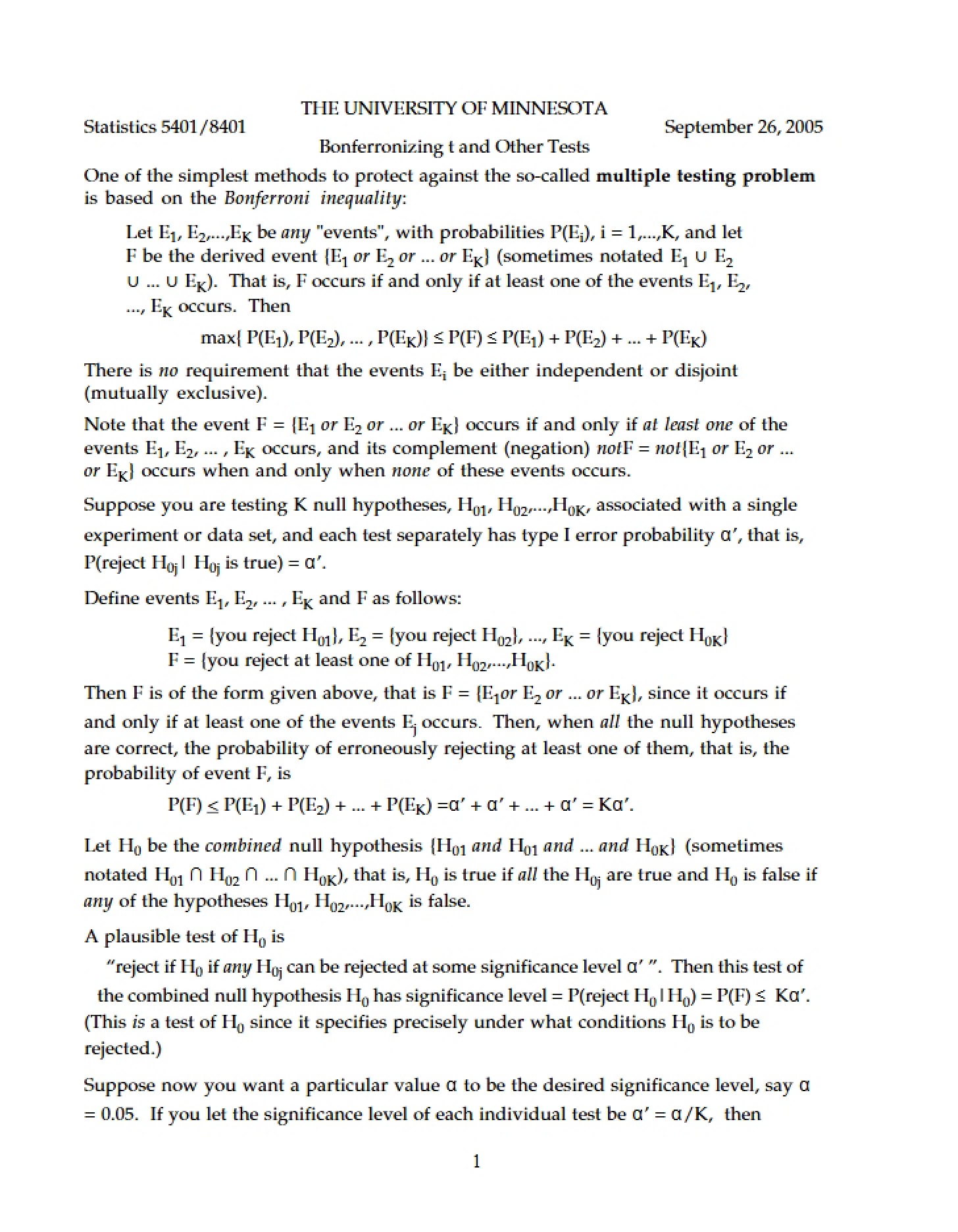 t-Tests and Bonferroni Adjustments