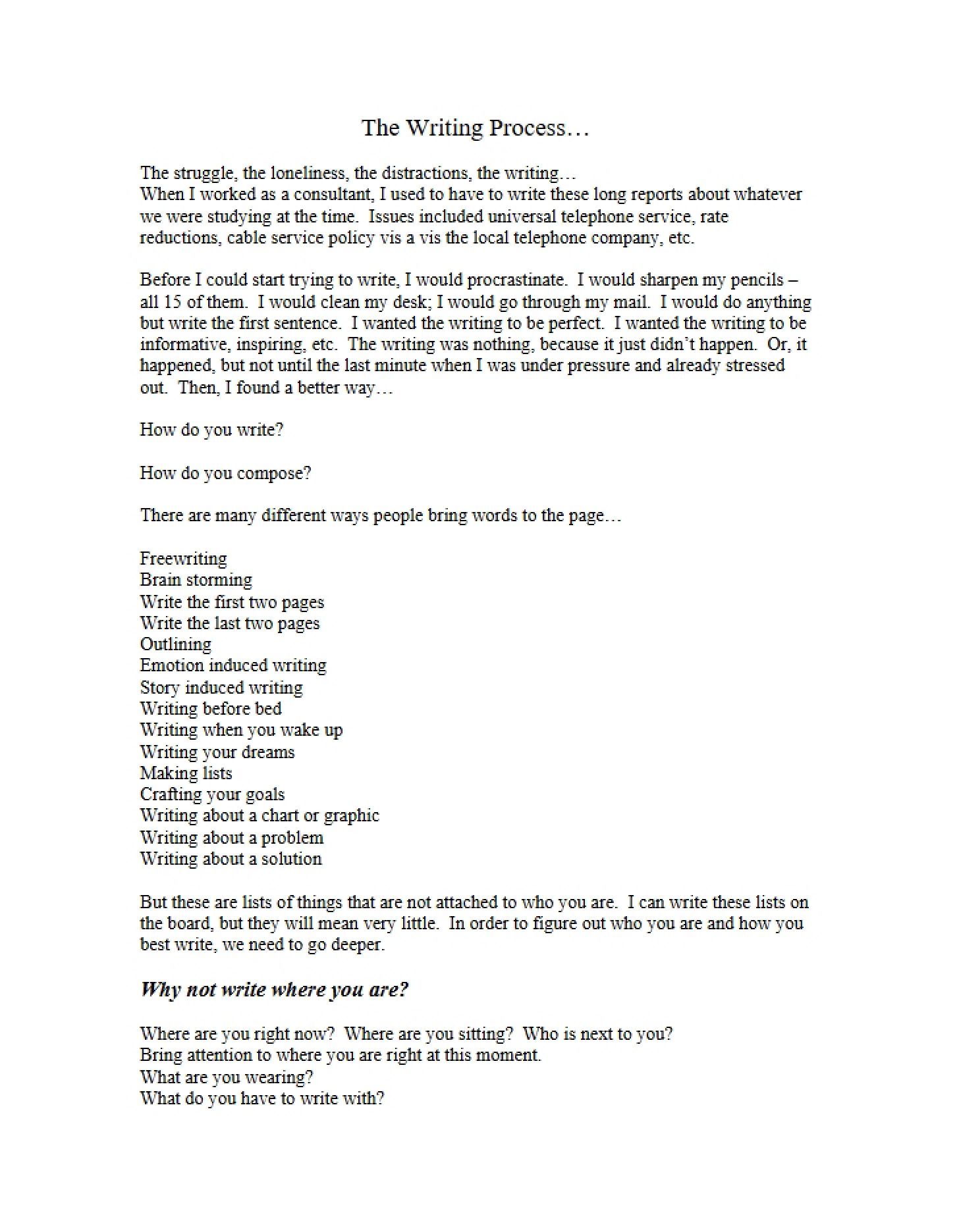 Process of Writing