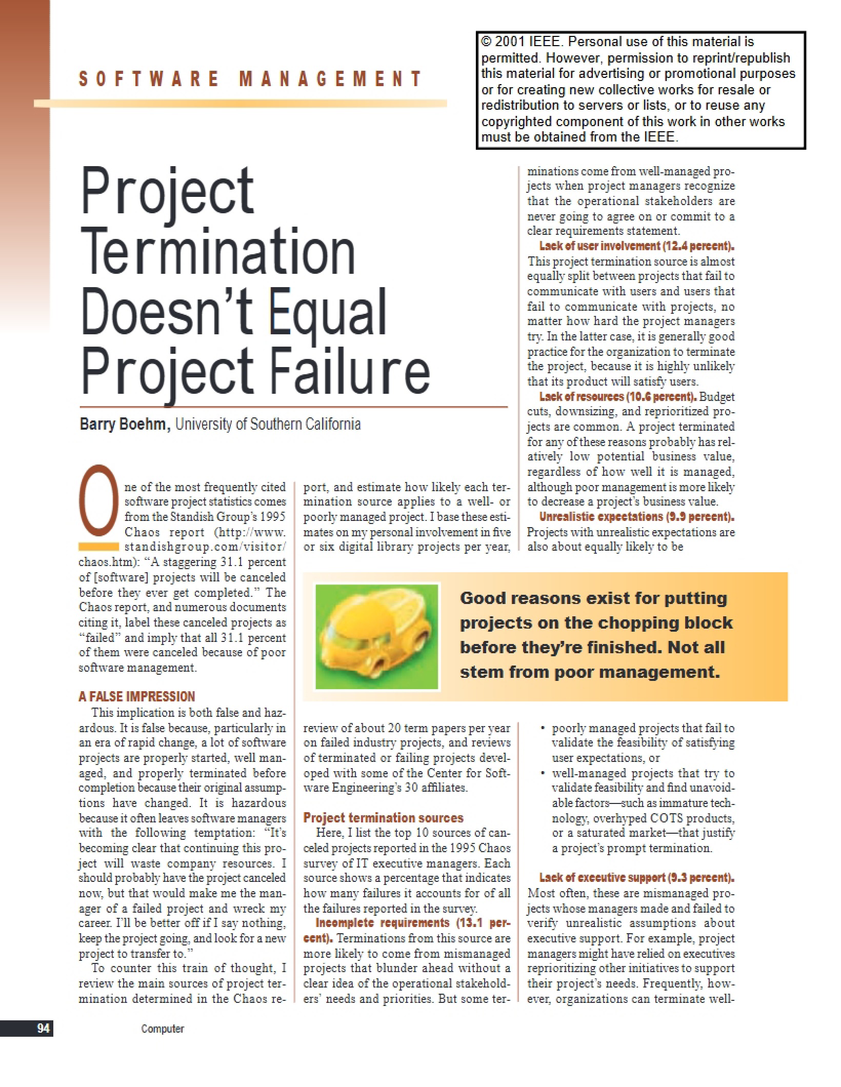 Failure vs. Project Termination
