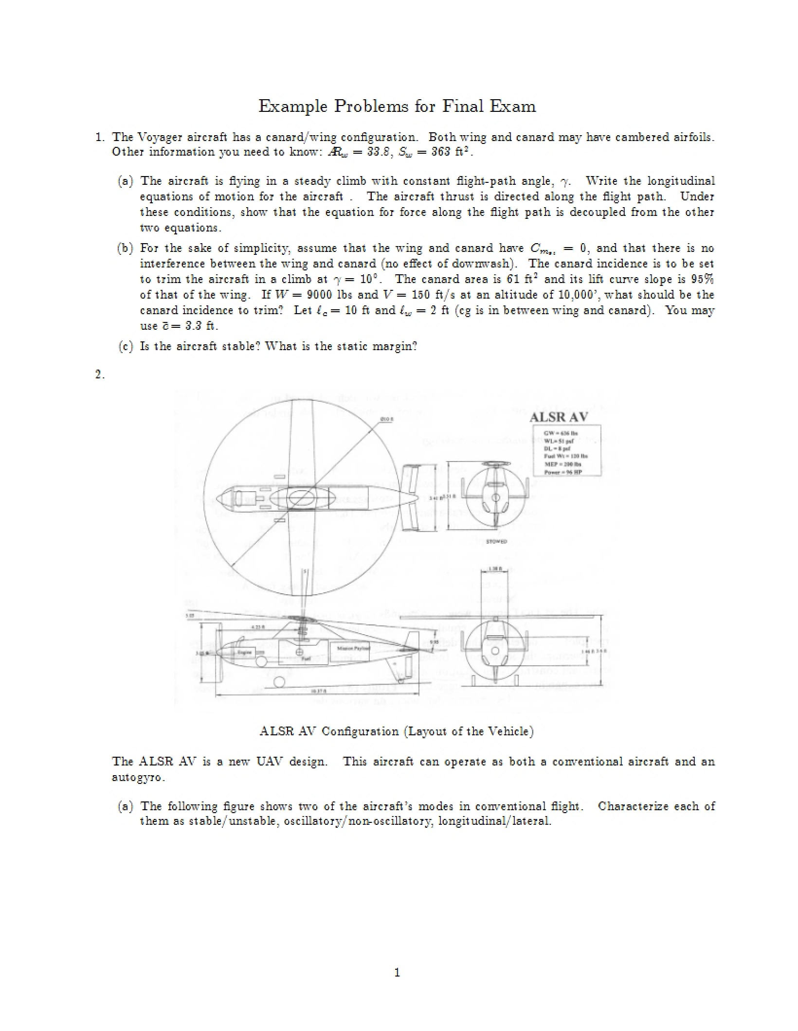 Final Examination Practice Problems