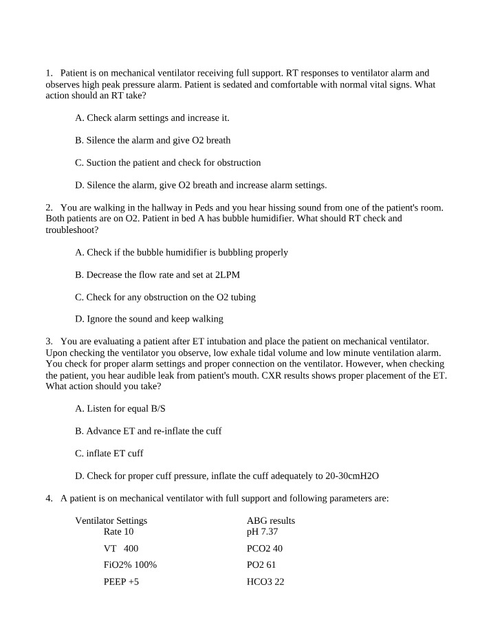 Troubleshooting Alarms for Mechanical Ventilators