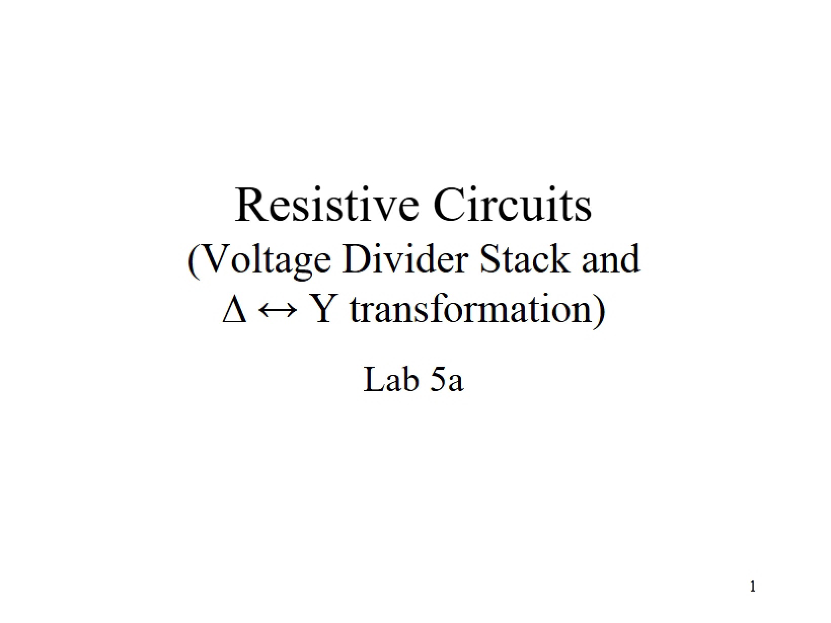Delta-Wye and Voltage Divider