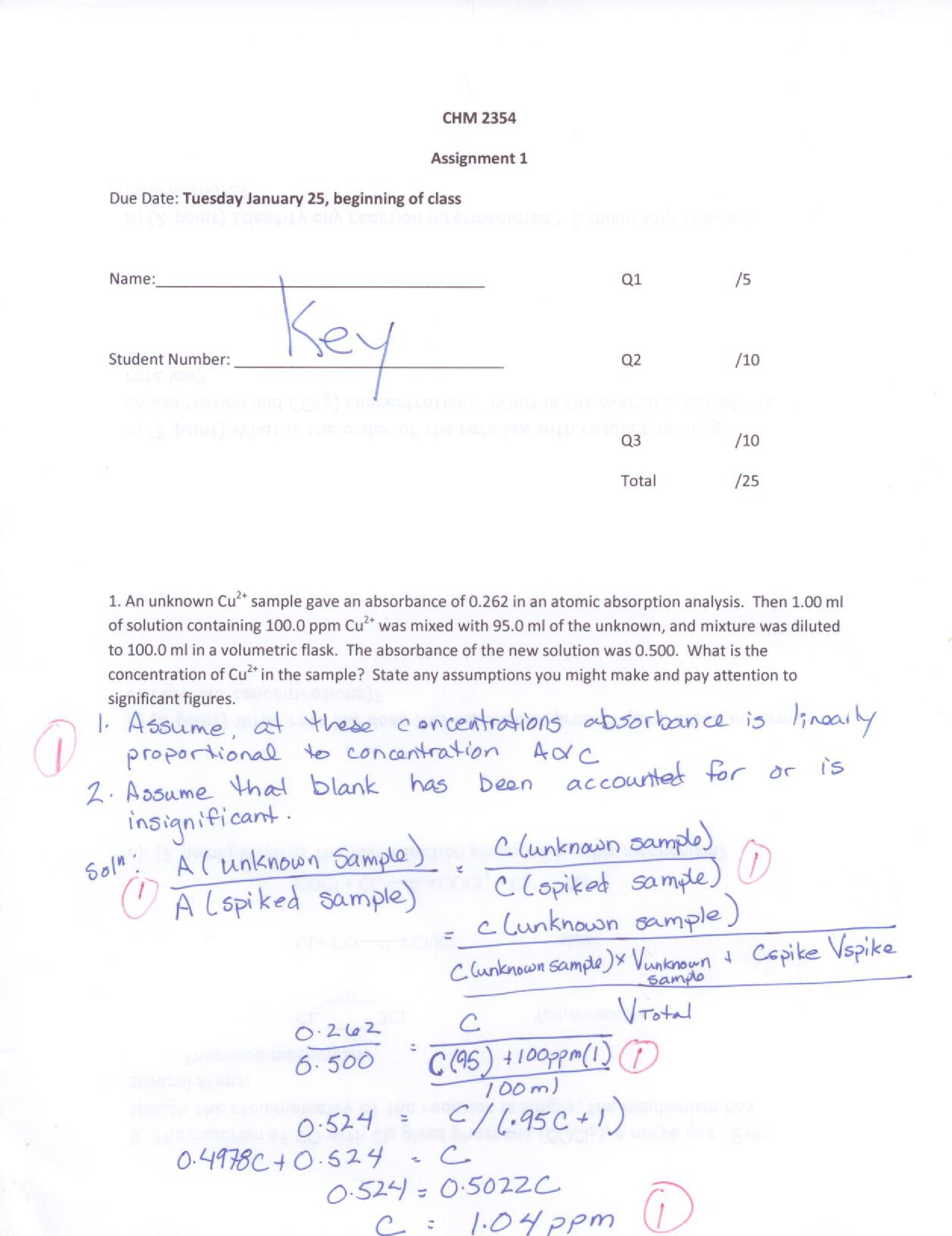 Solutions for CHM 2354 Assignment 1