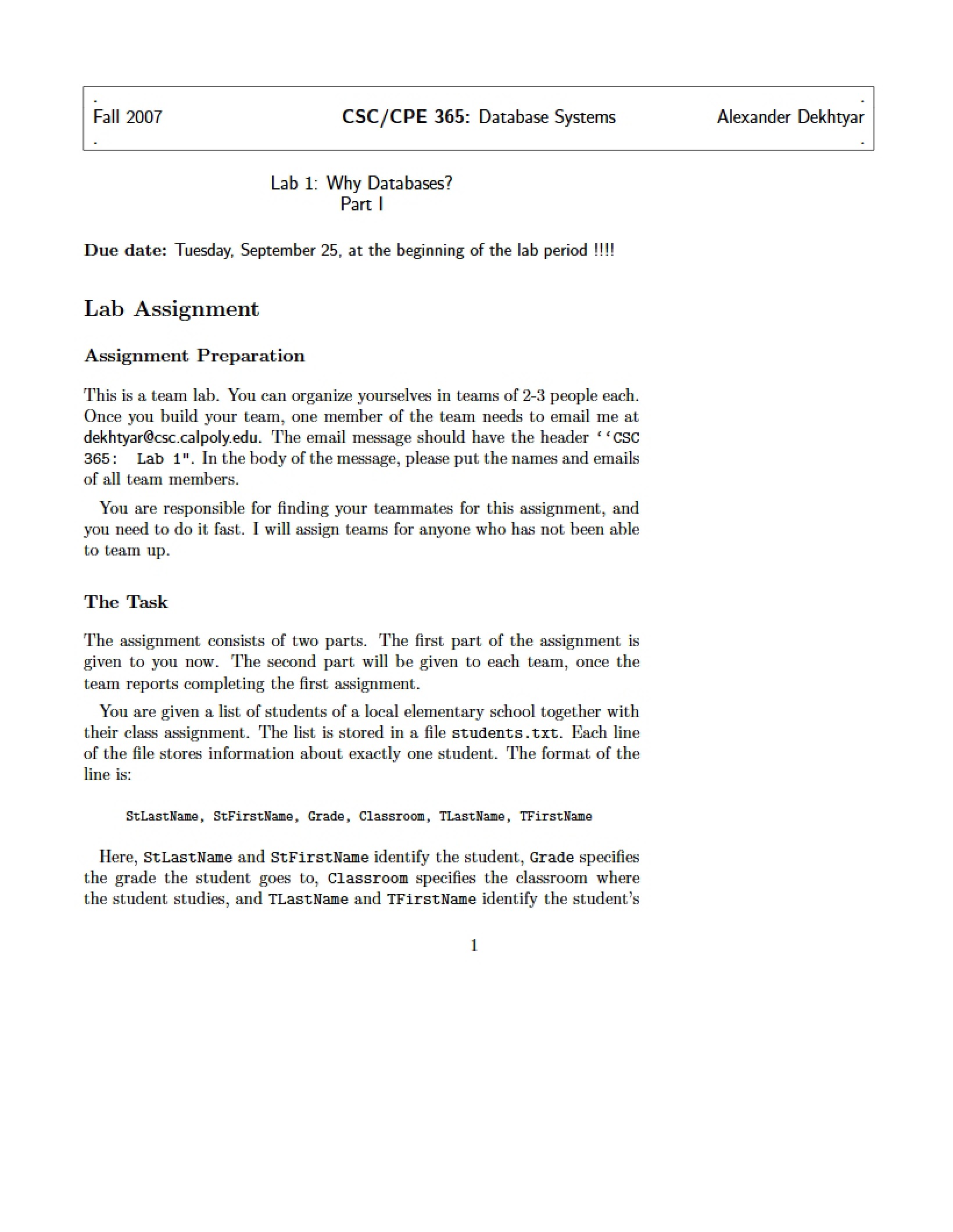 Lab 1 Instructions