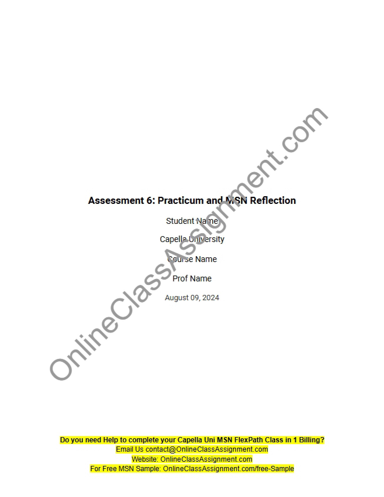 Reflection on MSN and Practicum Experience Assessment 6