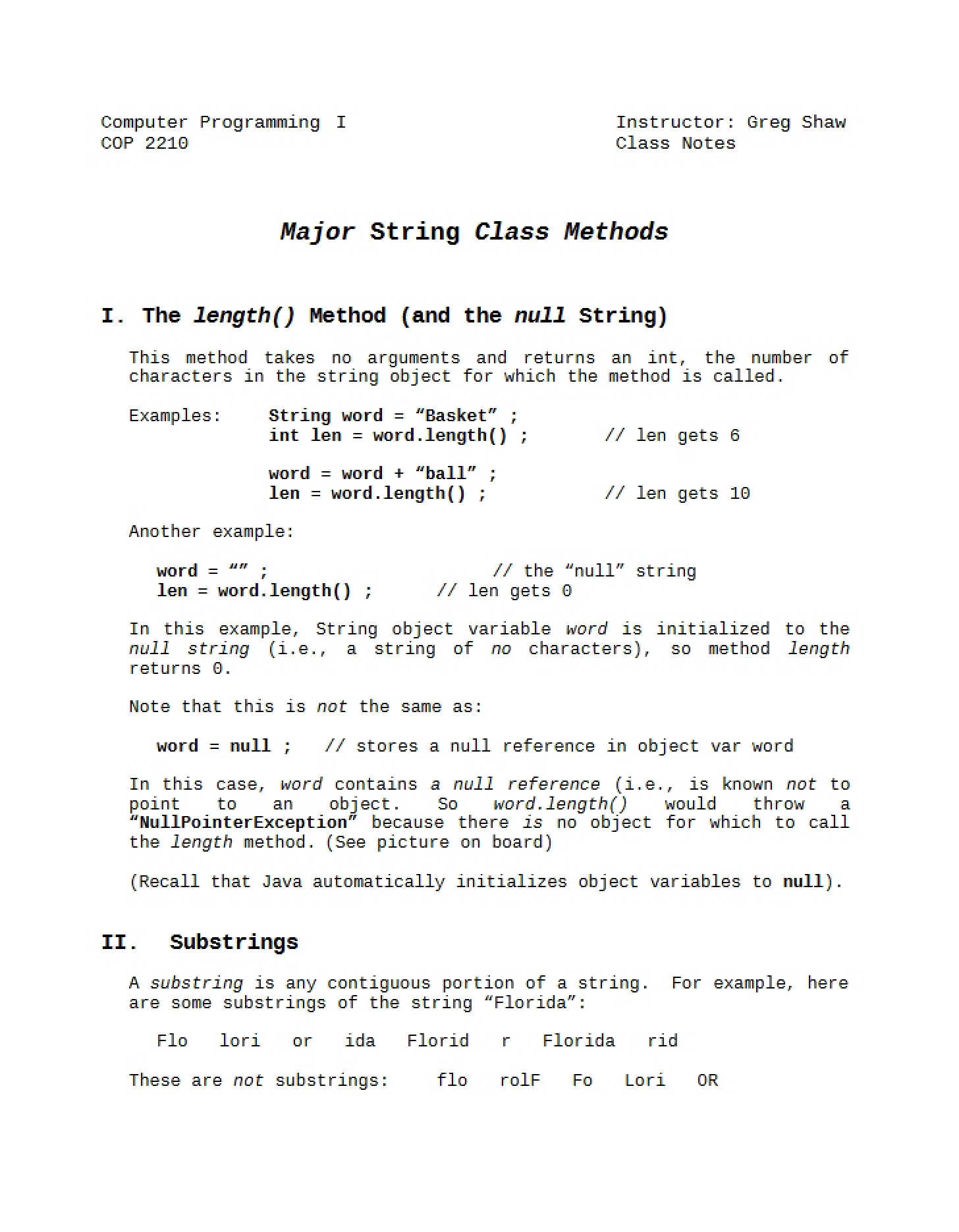 Methods of the Major String Class
