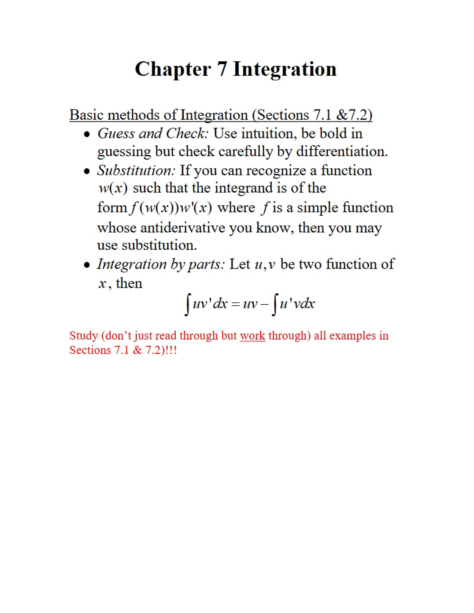 Integration Chapter Seven