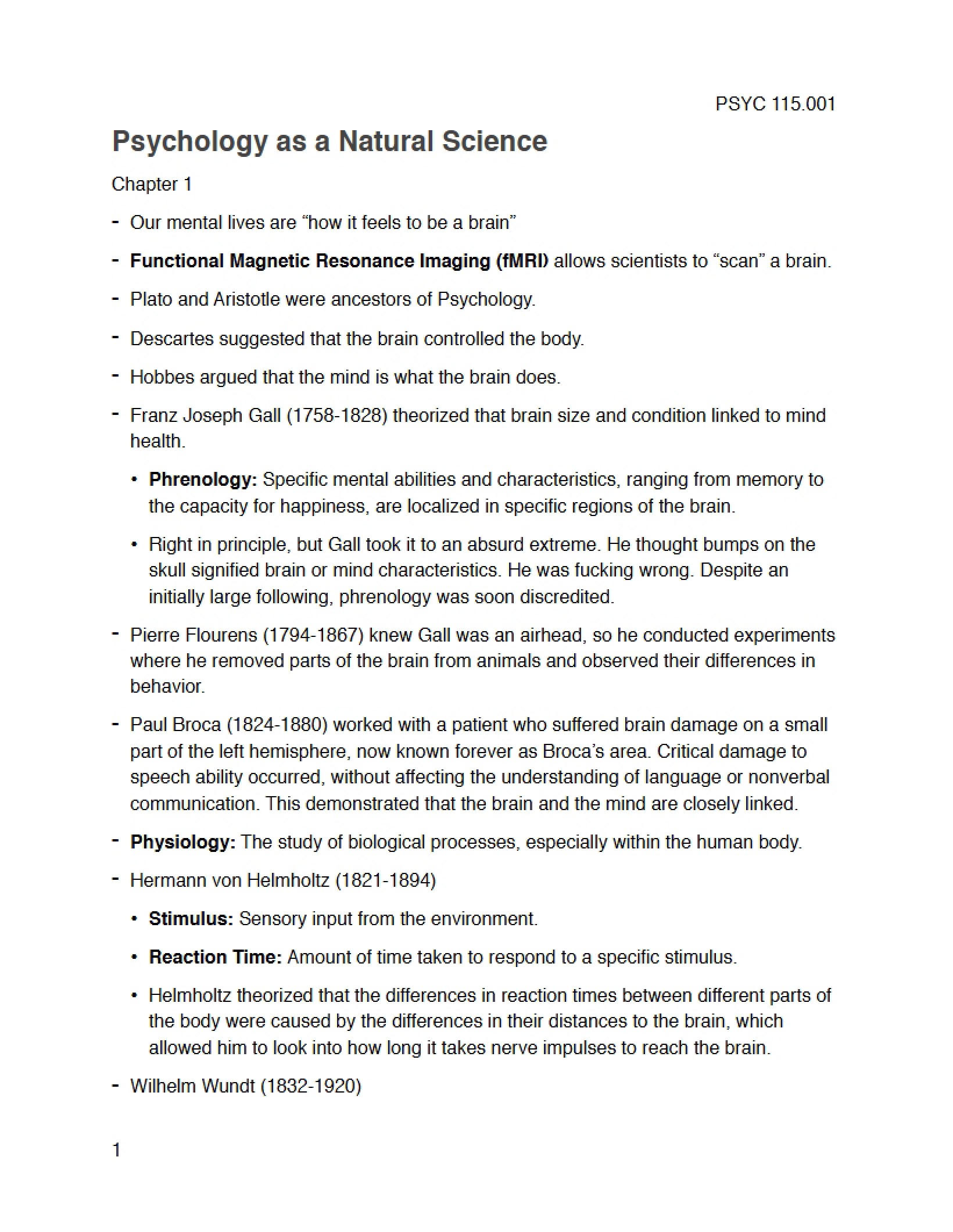 Psychology in the Context of Natural Science