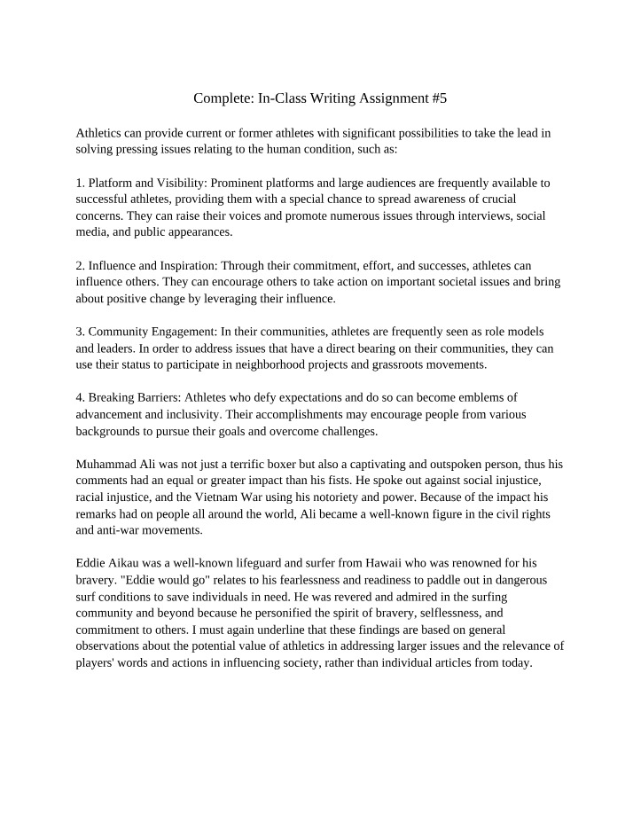 In-Class Writing Assignment 5