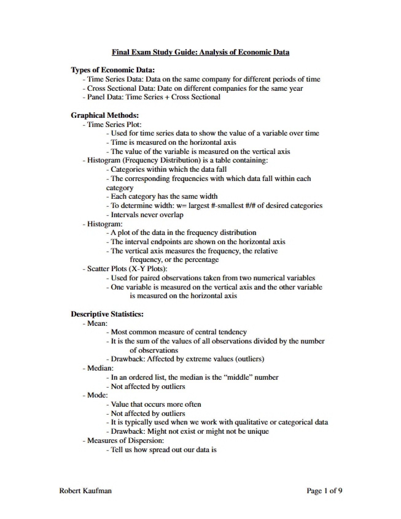Preparation Guide for the Final Exam