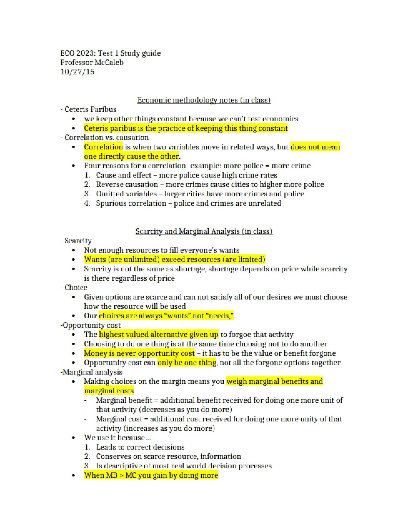Guide for Studying Test One