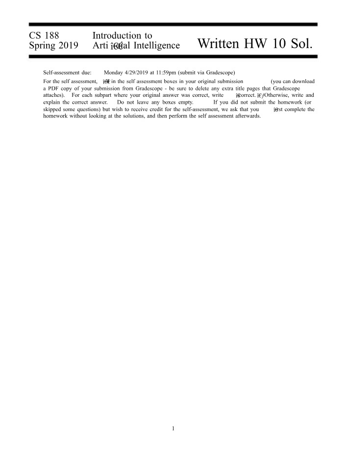 Written Homework 10 - Solutions