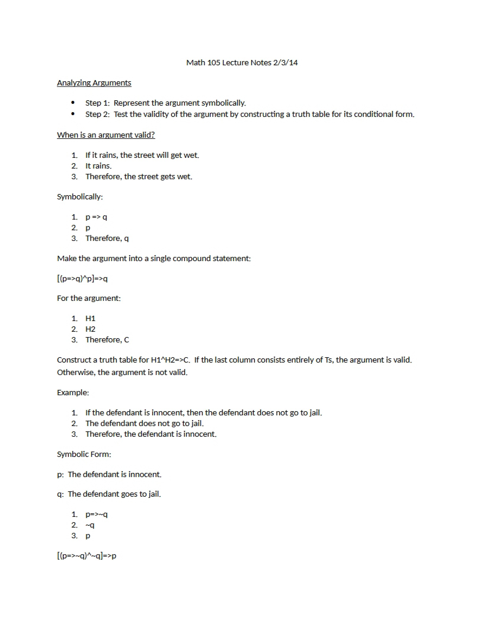 Notes from Feb 3, 2014 Lecture