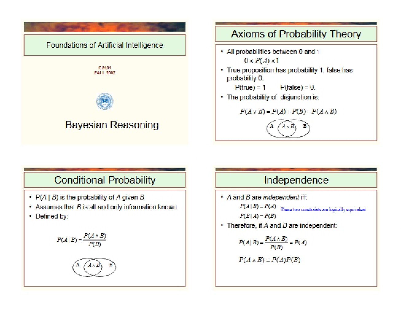Reasoning via Bayesian Methods