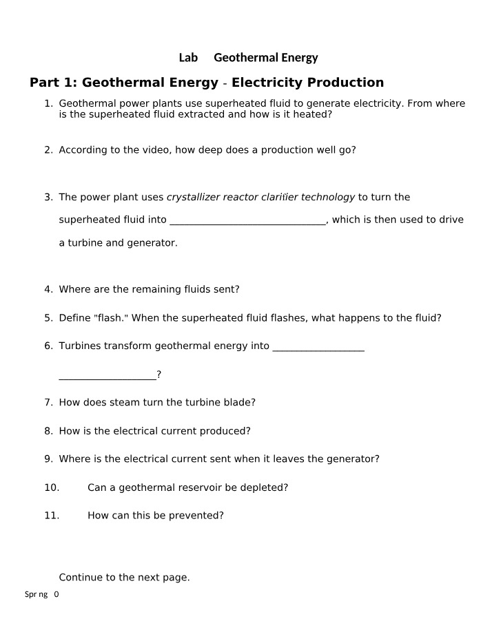 Geothermal Energy - Heat and Electricity Production