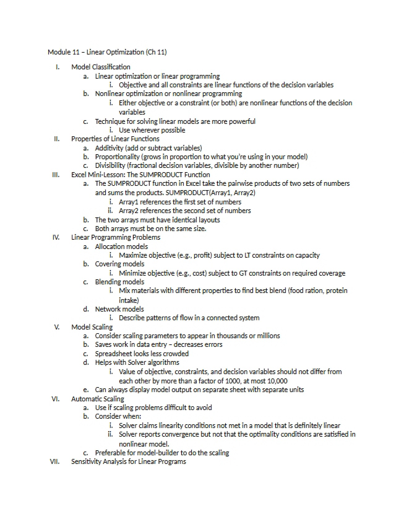 Eleventh Module for Non-Linear Programming