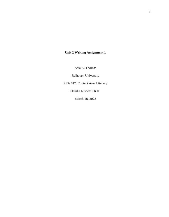 Thematic Unit Planning Guide for Content Area Literacy