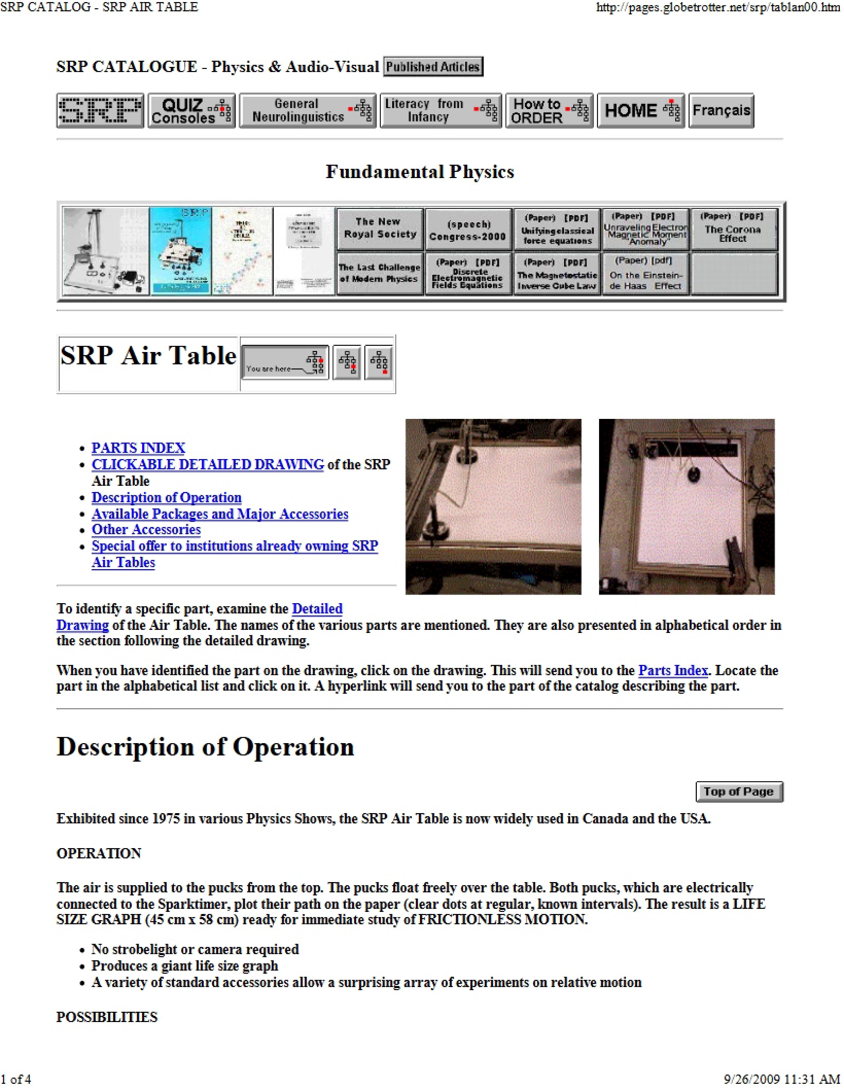 SRP Air Table Catalog