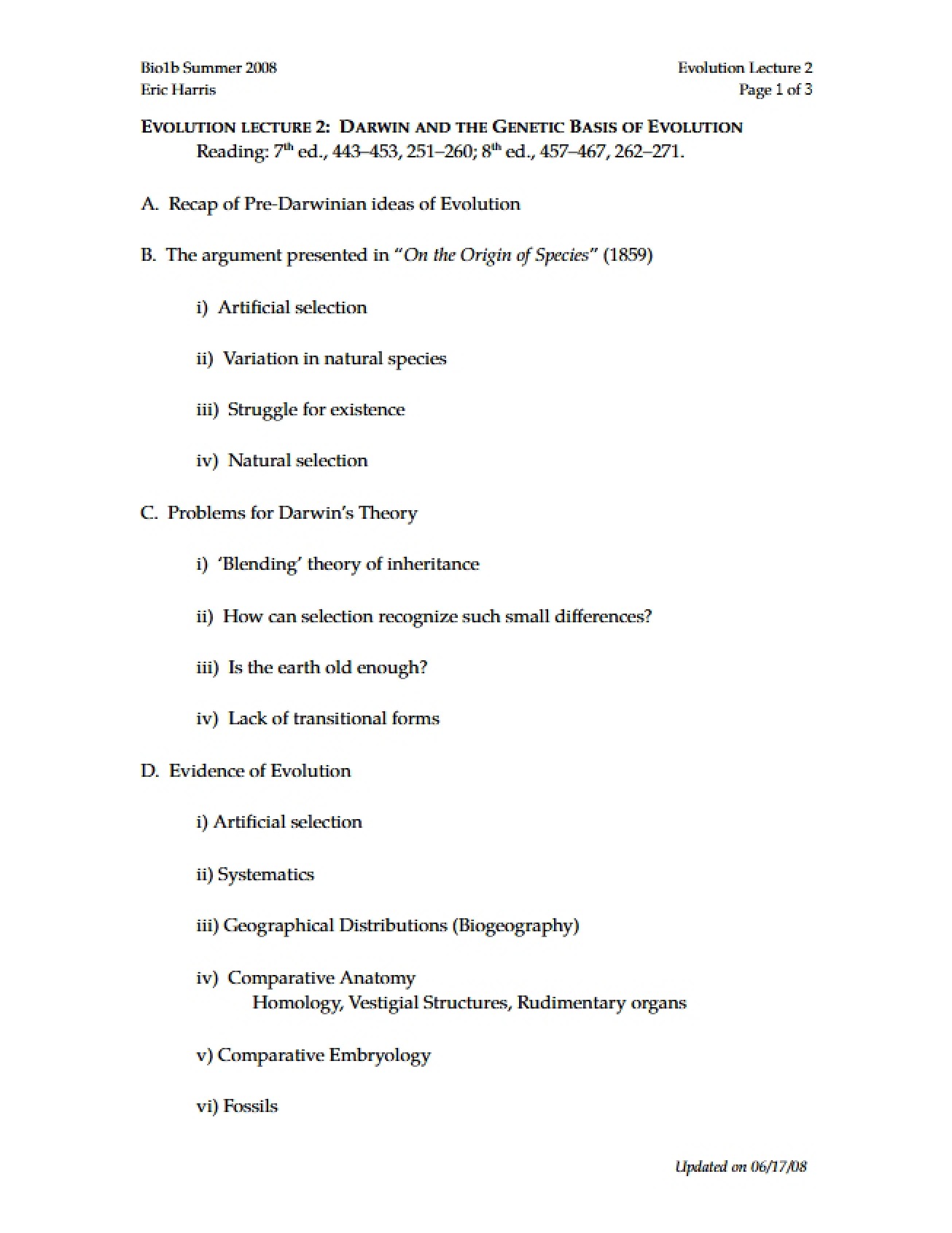 General Biology Session Records