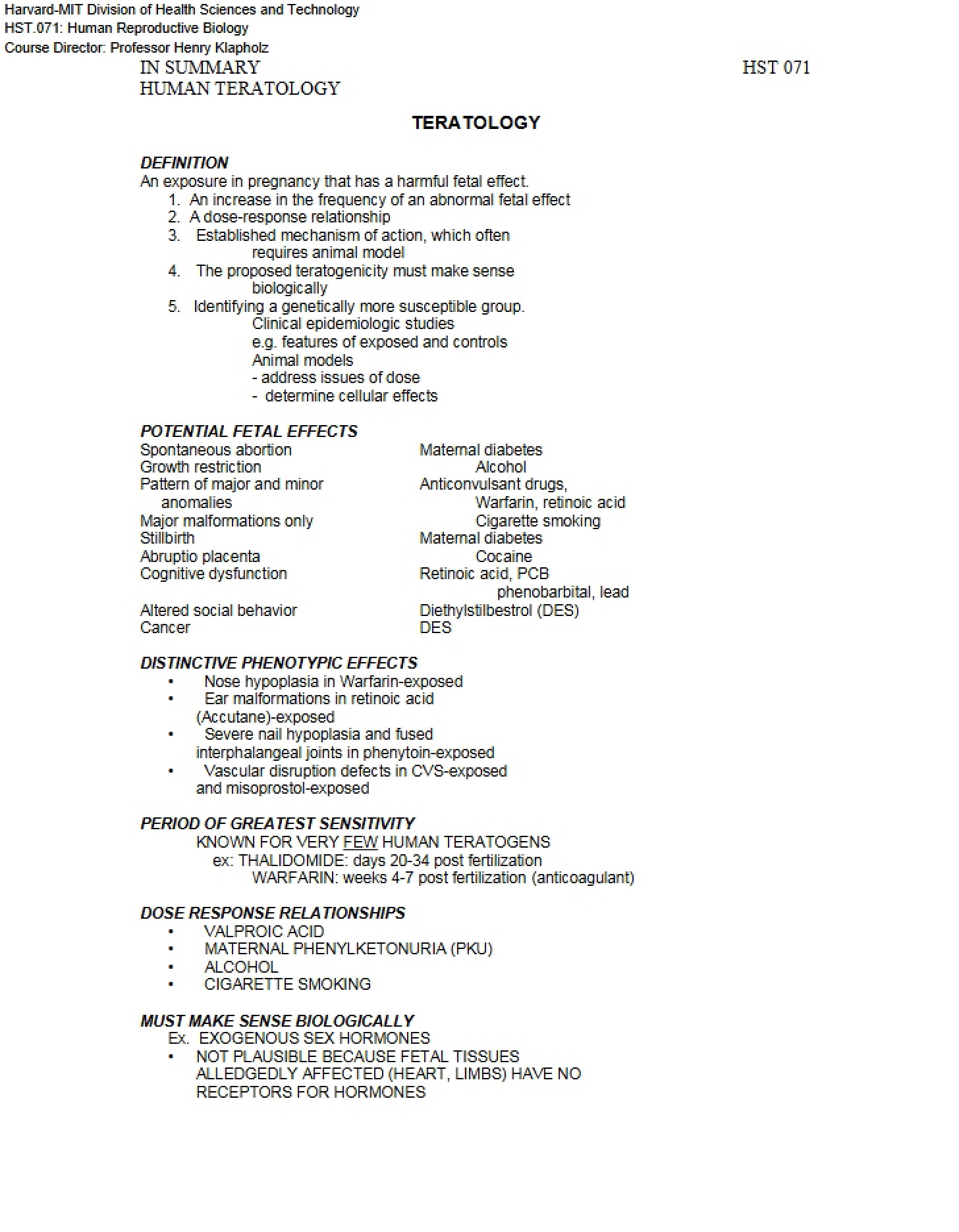 Teratology Studies