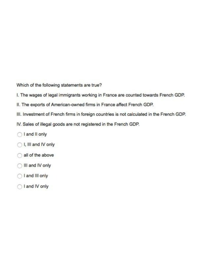 Quiz Questions on American Economics, Immigrant Wages, and French GDP