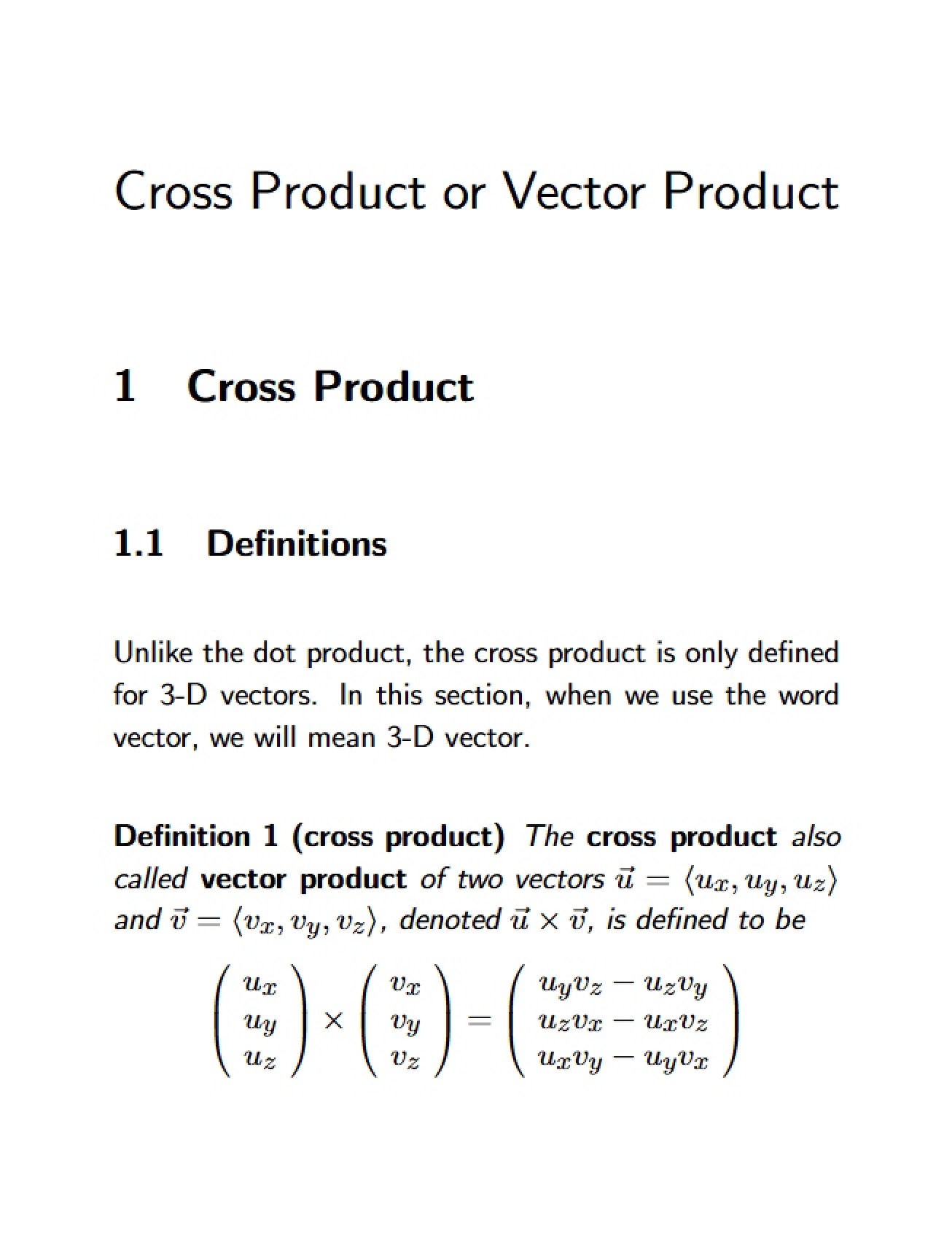 Vector Product or Cross Product