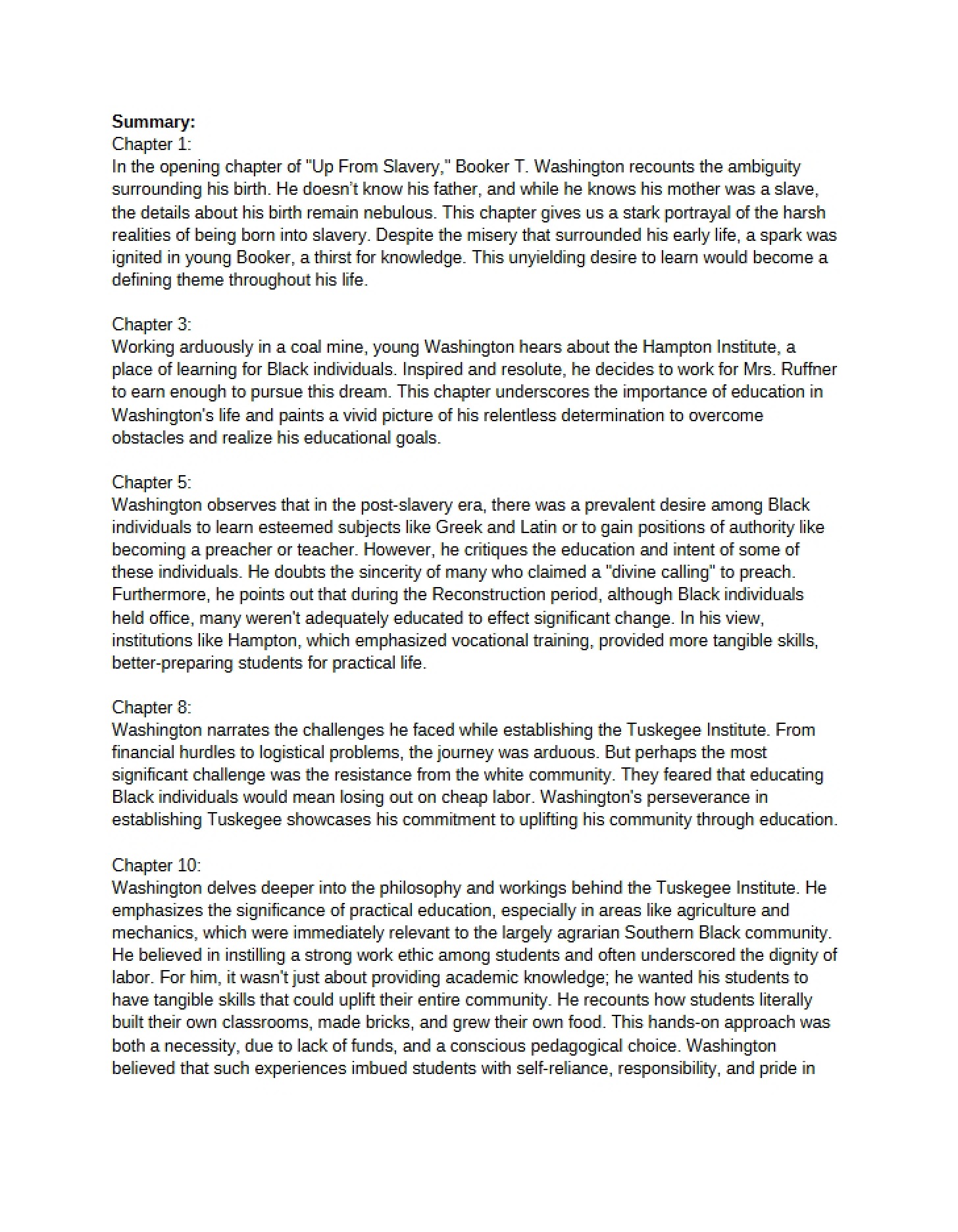 Analysis and Summary