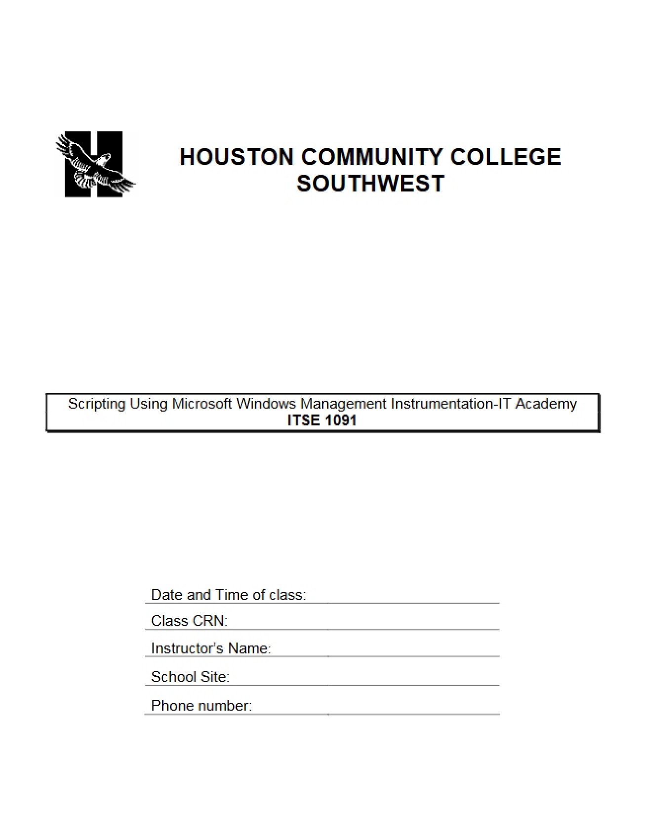 ITSE 1091 Programming Syllabus