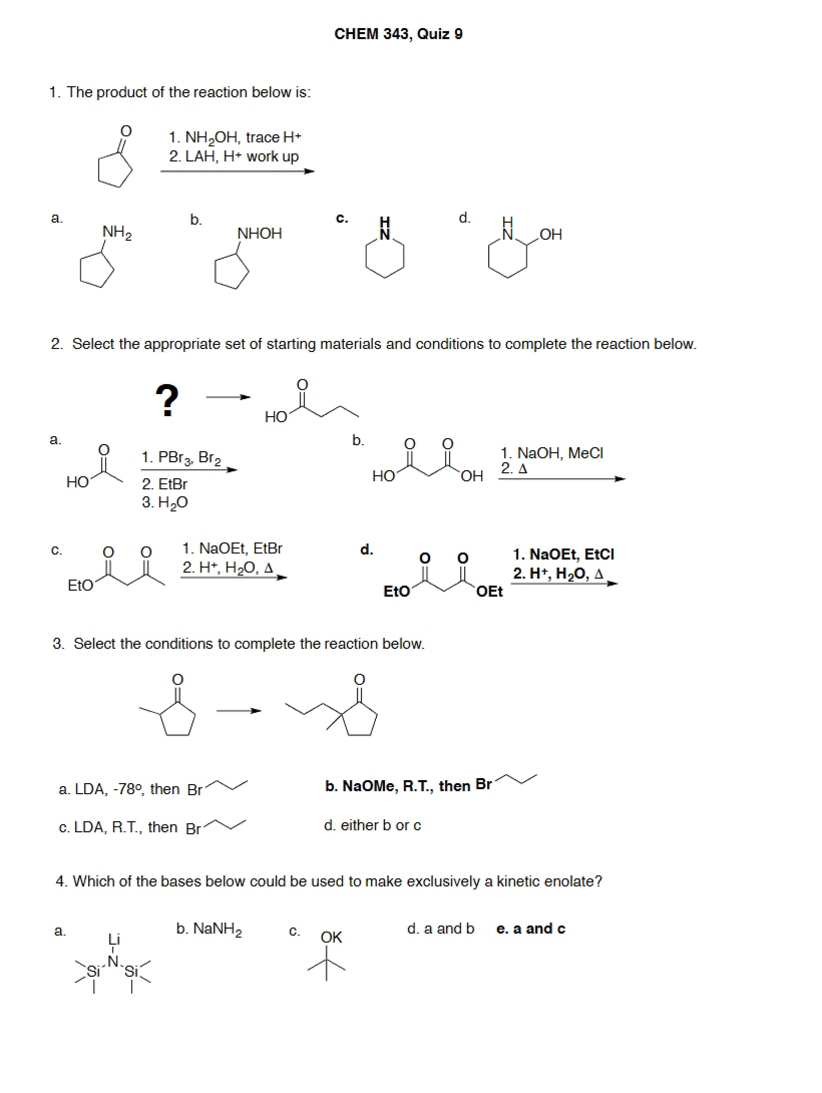 Key for Quiz 9