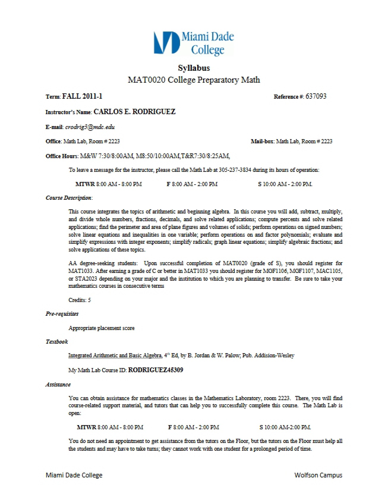 College Preparatory Mathematics Syllabus
