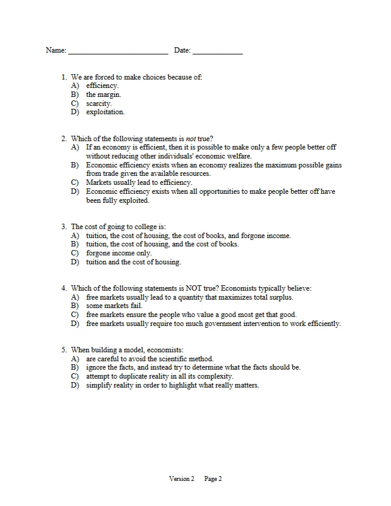 Exam One with Answer Key