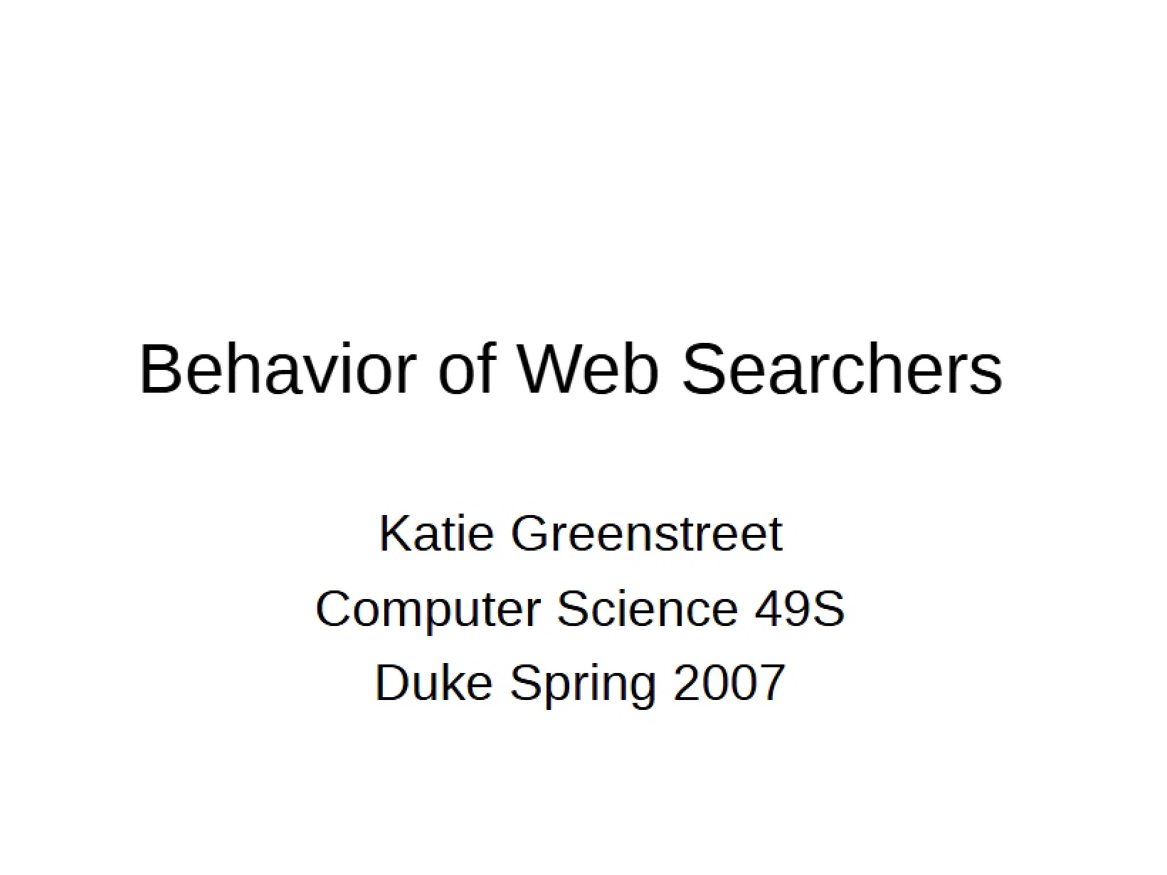 Web Searcher Behavior