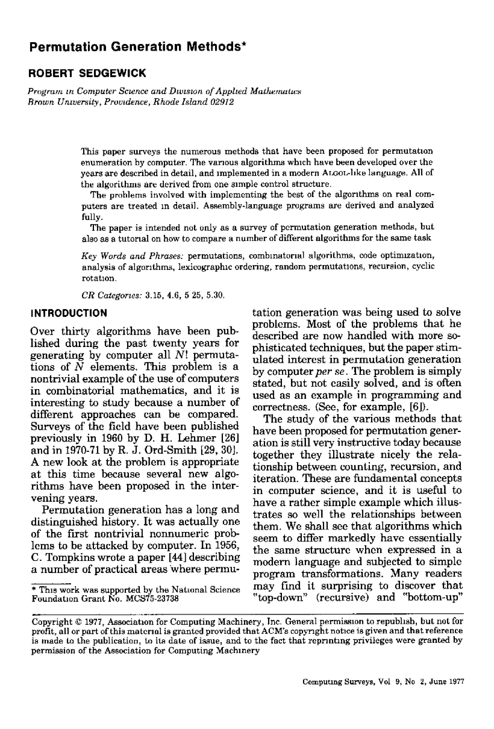 Methods for Generating Permutations