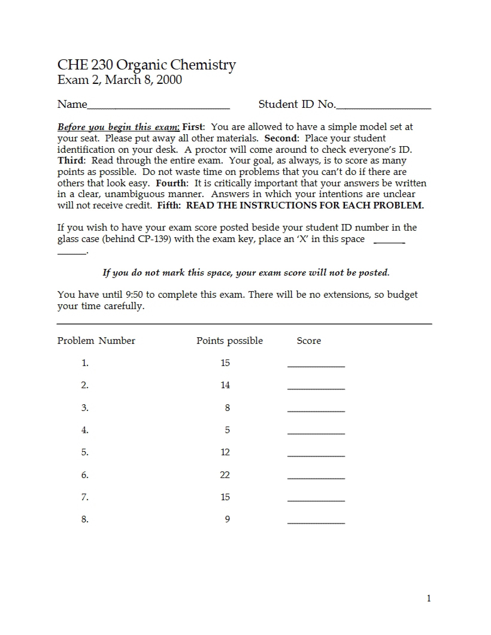 Exam 2 (CHE 230)