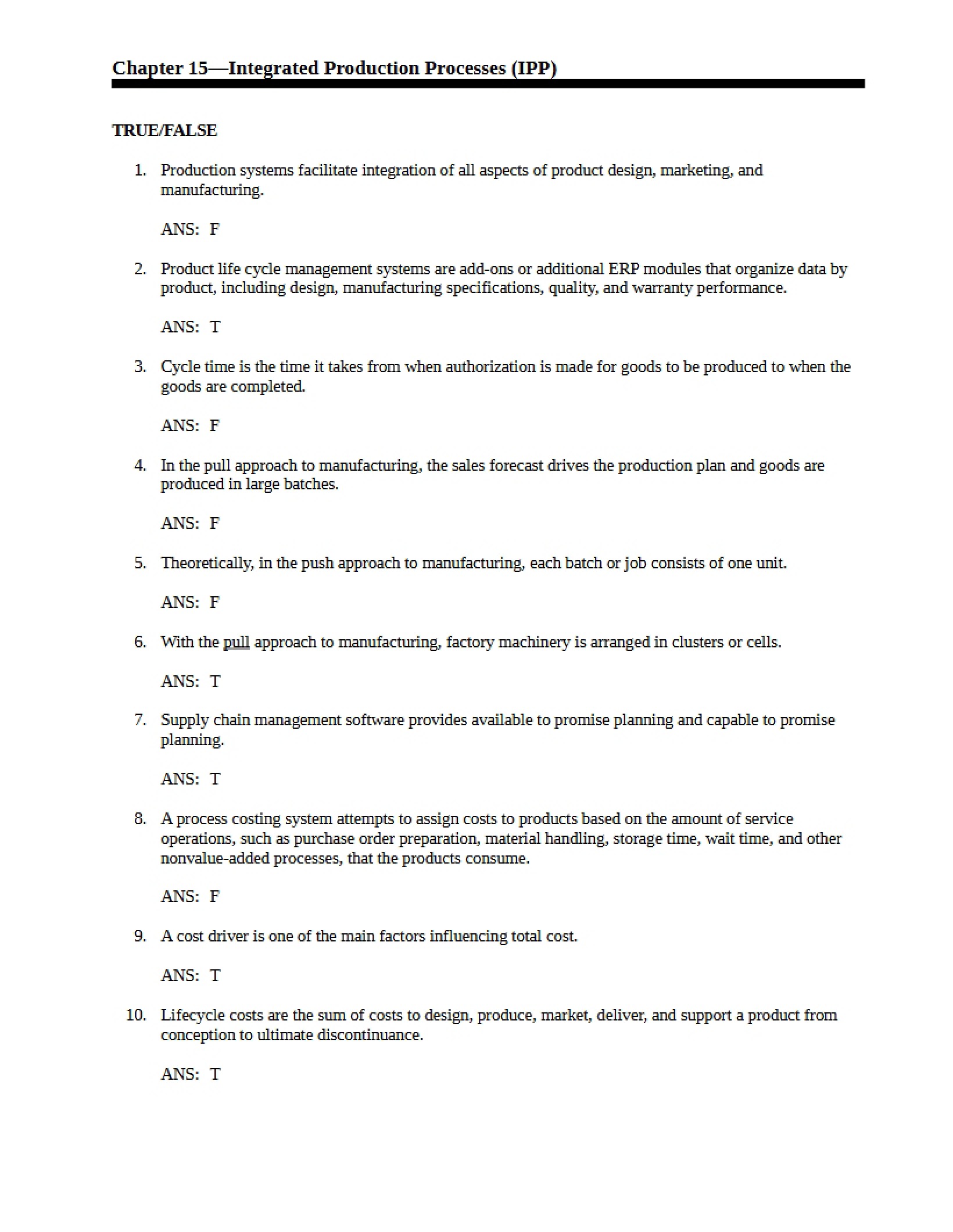 Integrated Production Processes Chapter 15