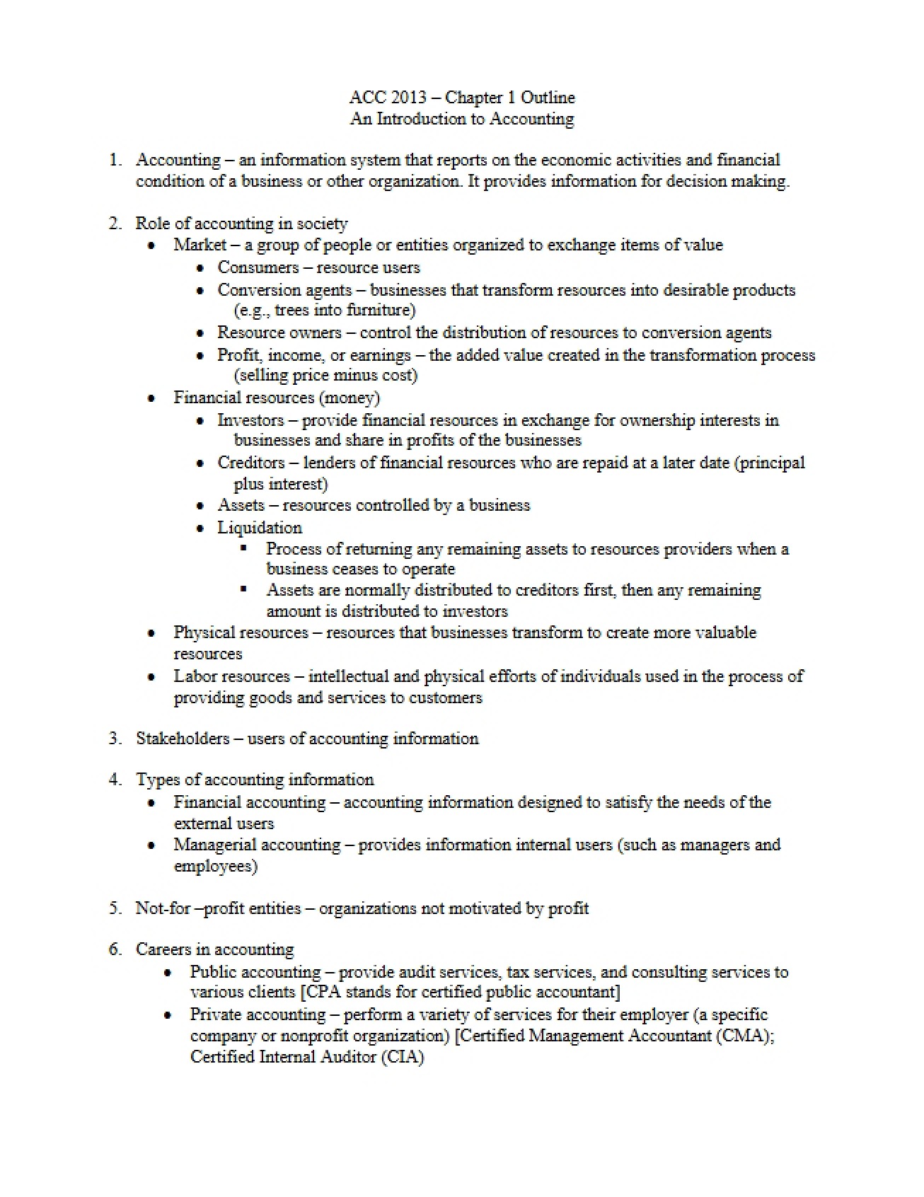 Introduction to the Field of Accounting