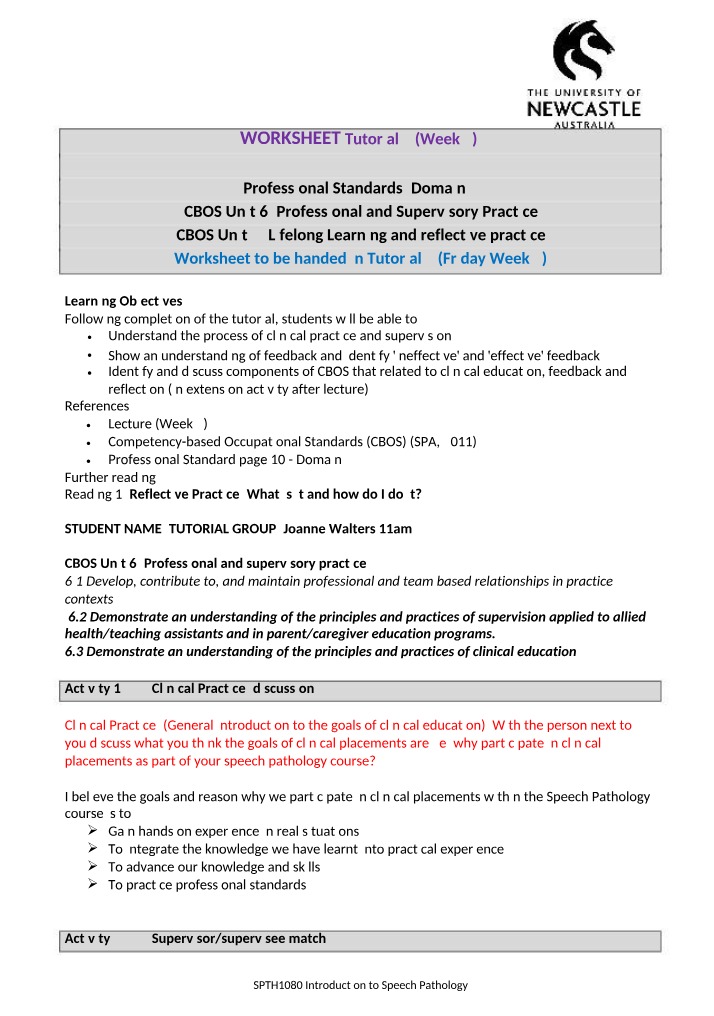 Clinical Practice and Supervision Goals