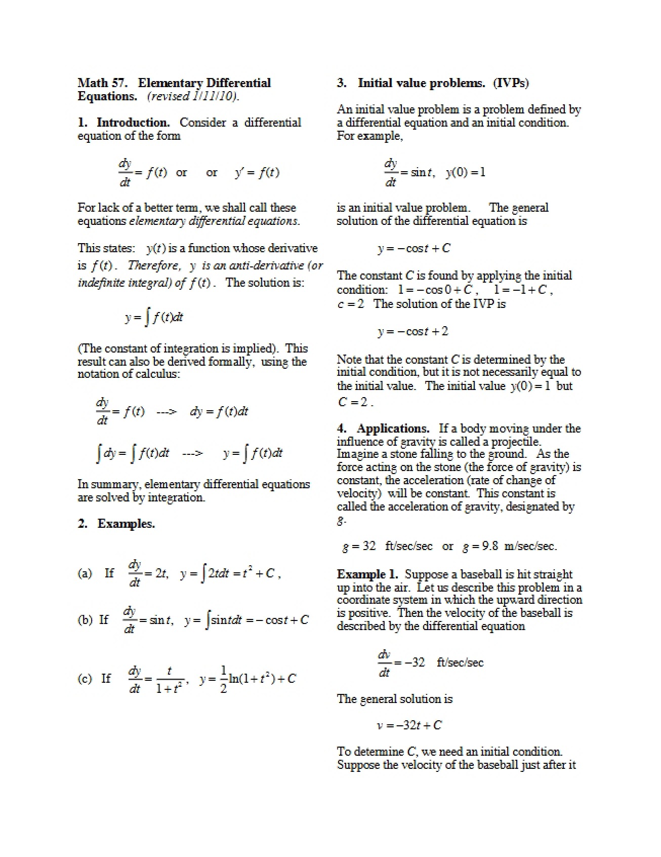 Notes from Lecture