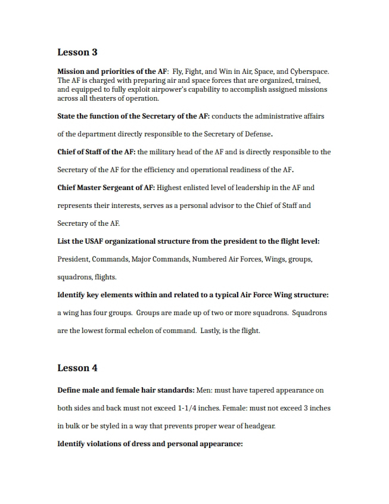 Study Guide Chapters 3-4