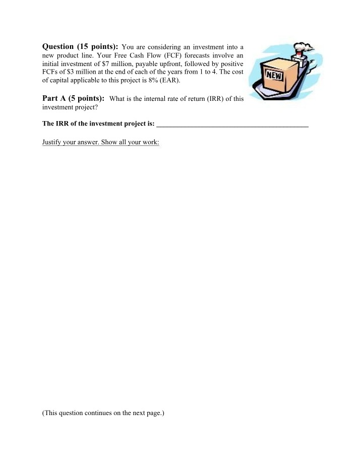 Internal Rate of Return (IRR) for a New Product