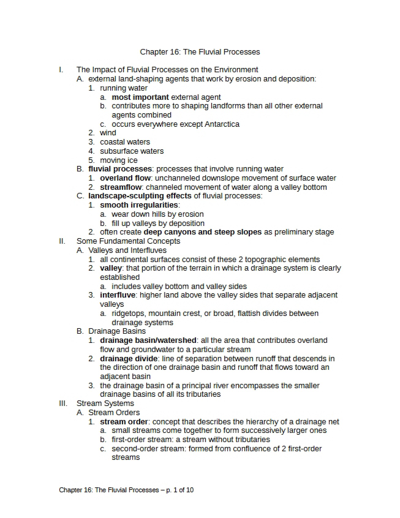 Processes of Fluvial Systems