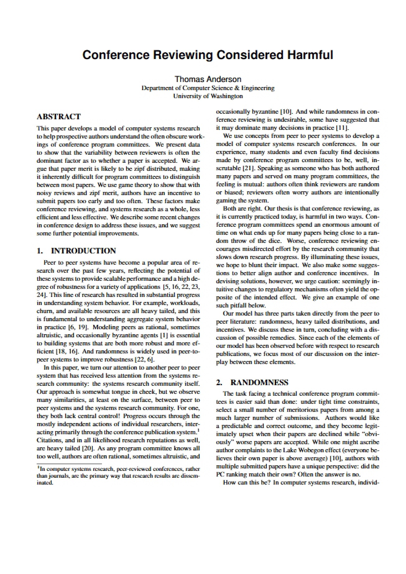 Harmful Nature of Conference Reviewing