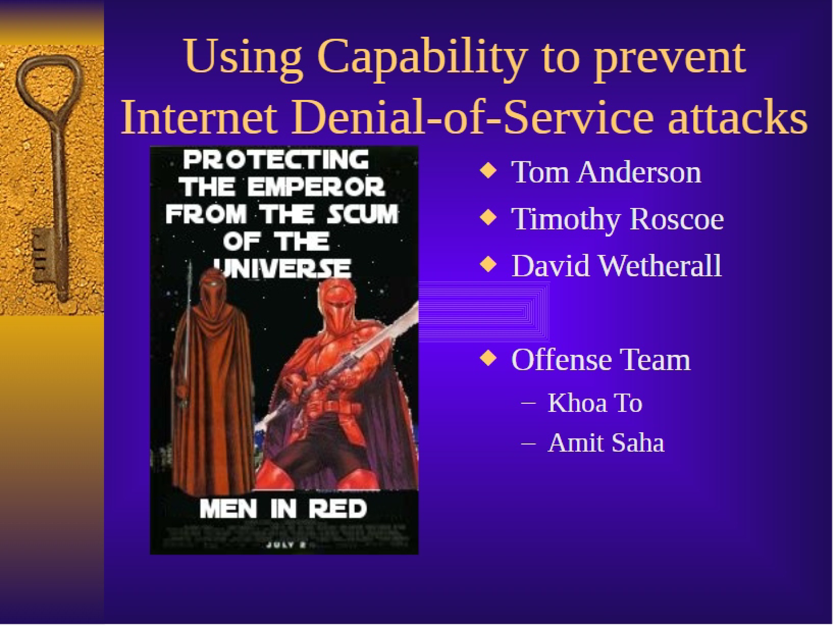 Prevention of Internet DoS Attacks via Capability