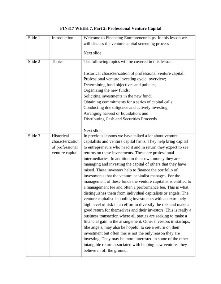 FIN317 Notes - Chapter 12, Week 7