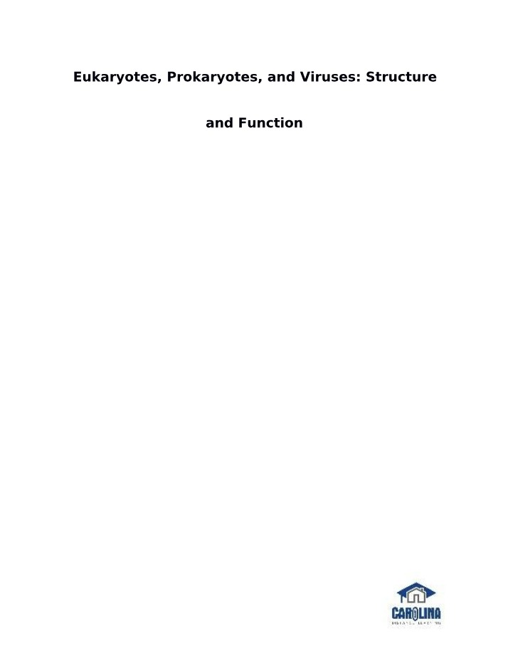 Structure and Function of Eukaryotes, Prokaryotes, and Viruses