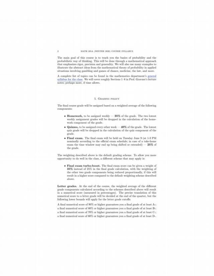 Winter 2020 Course Syllabus - MATH 205A