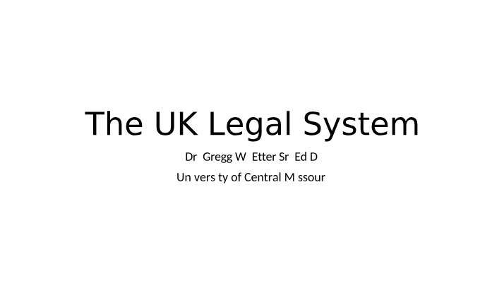 Legal System of the UK
