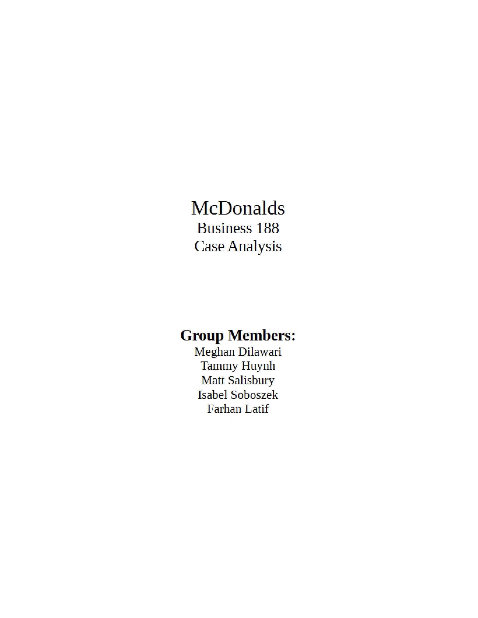 Case Study McDonalds