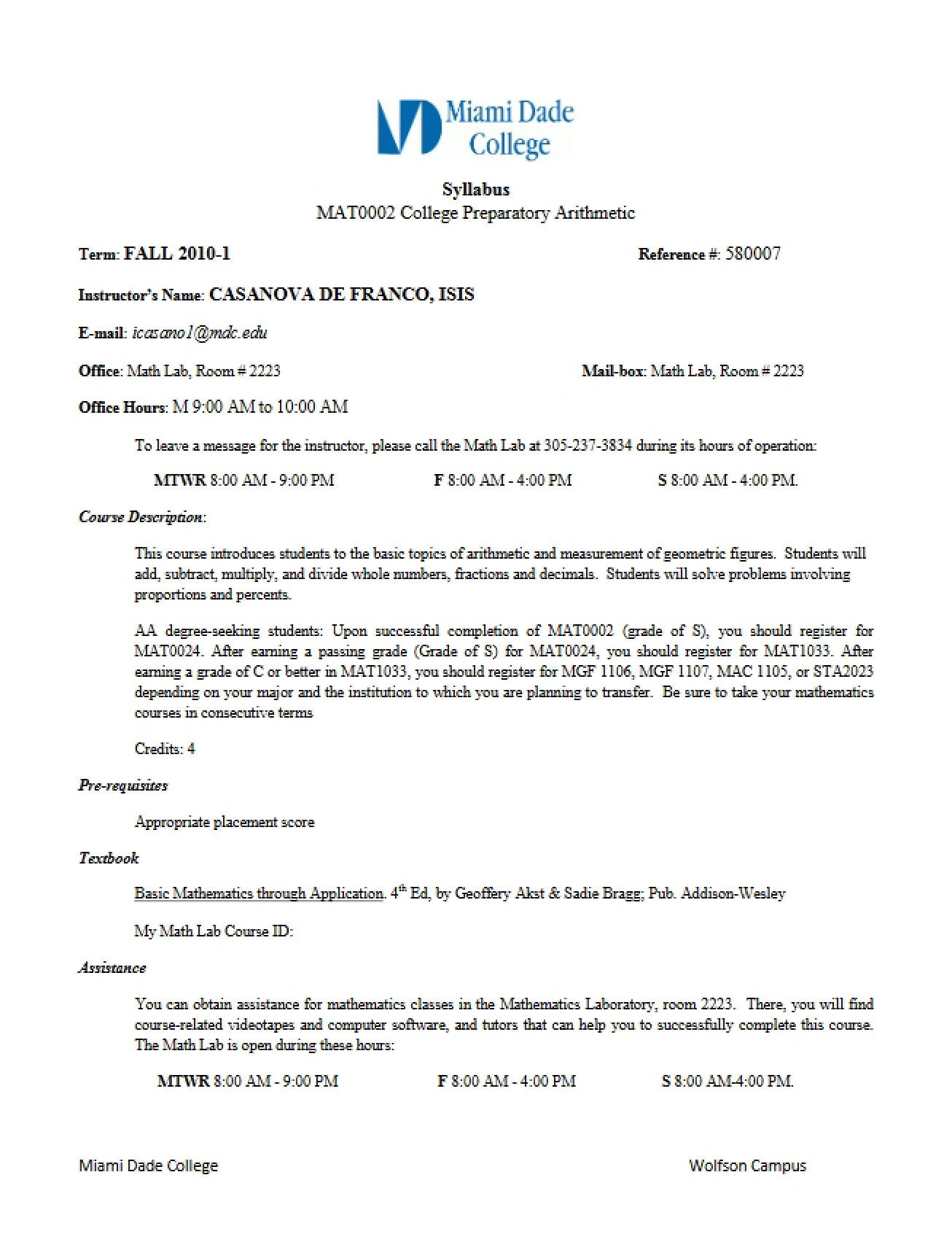 College Preparatory Arithmetic Syllabus (2)