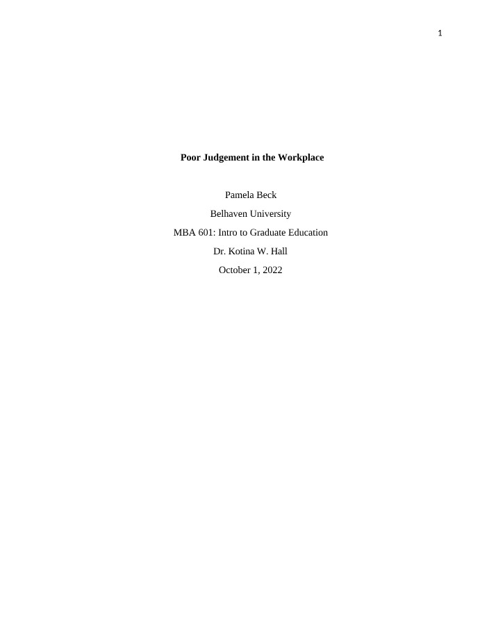 Assignment 1 - Unit 6 (MBA 601)